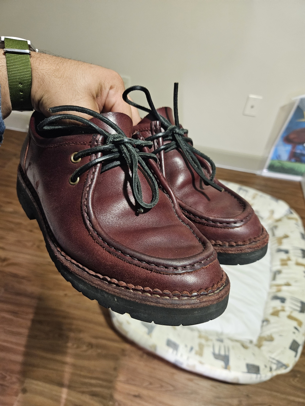Fracap Burgundy Leather Derby Shoes